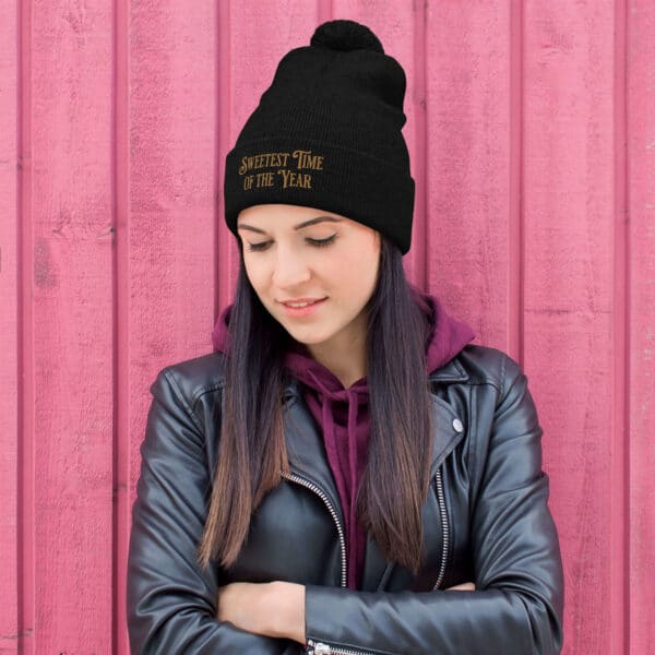 Pom-Pom Knit Cap "Sweetest Time Of The Year"