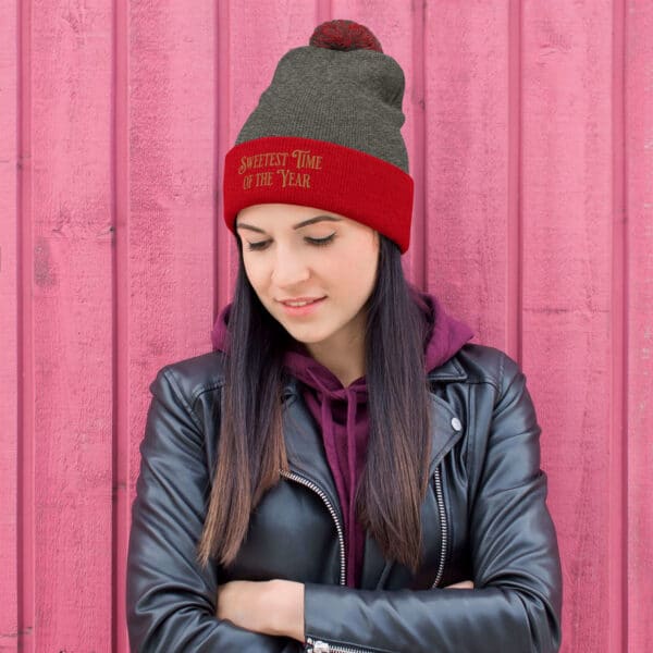 Pom-Pom Knit Cap "Sweetest Time Of The Year" - Image 5