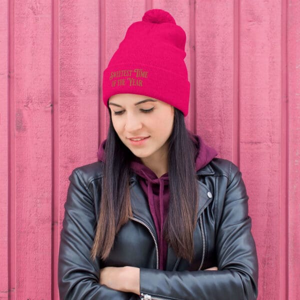 Pom-Pom Knit Cap "Sweetest Time Of The Year" - Image 9