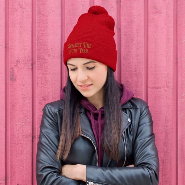 Pom-Pom Knit Cap "Sweetest Time Of The Year" - Image 4